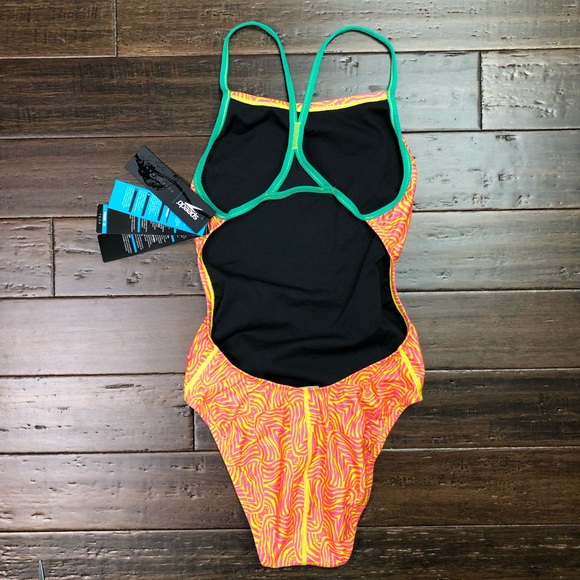 Speedo Flipturns Geo Zebra Mesh Back Swimsuit New - Picture 4 of 8